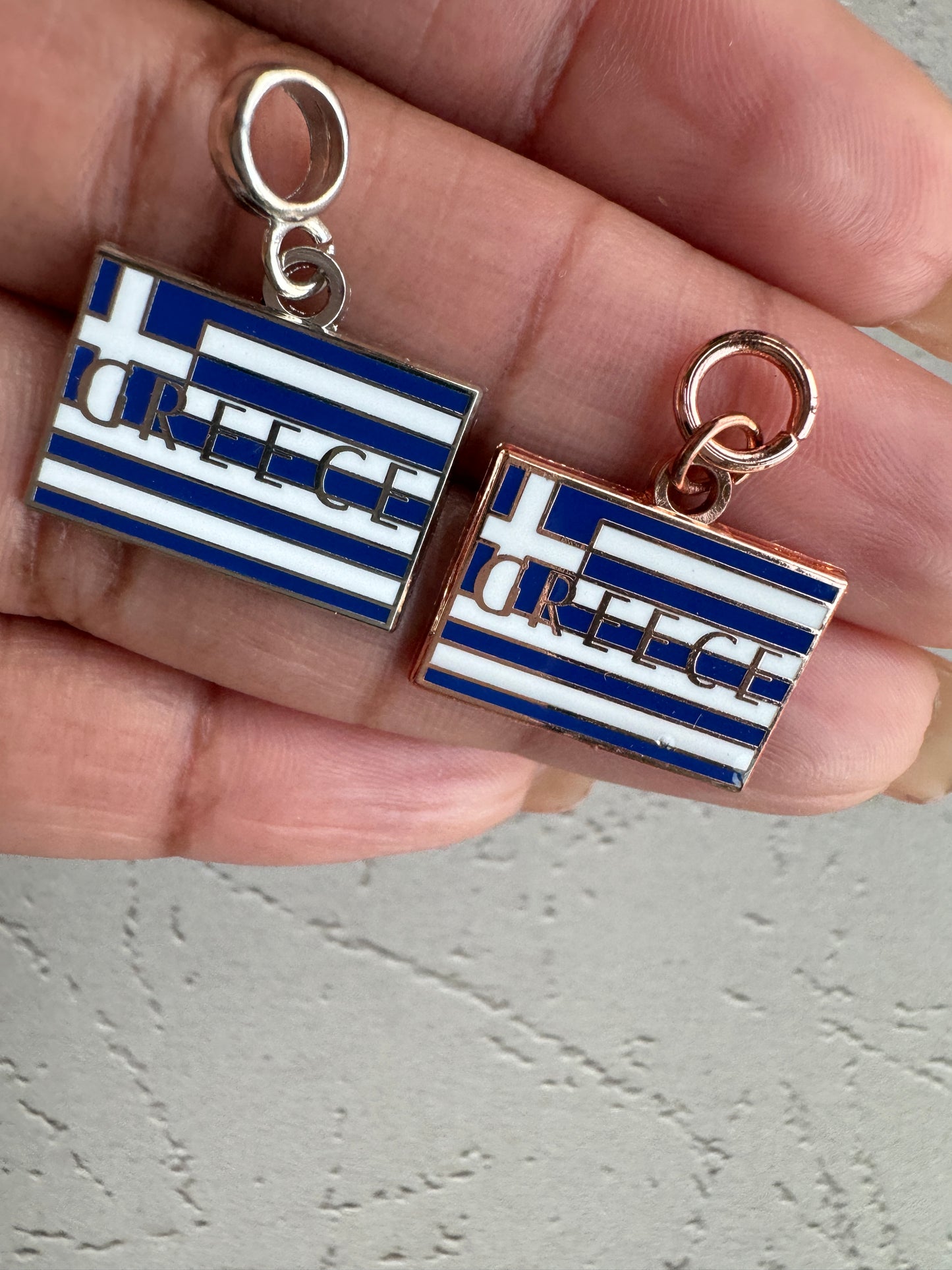 Greece Flag Inspired Charm